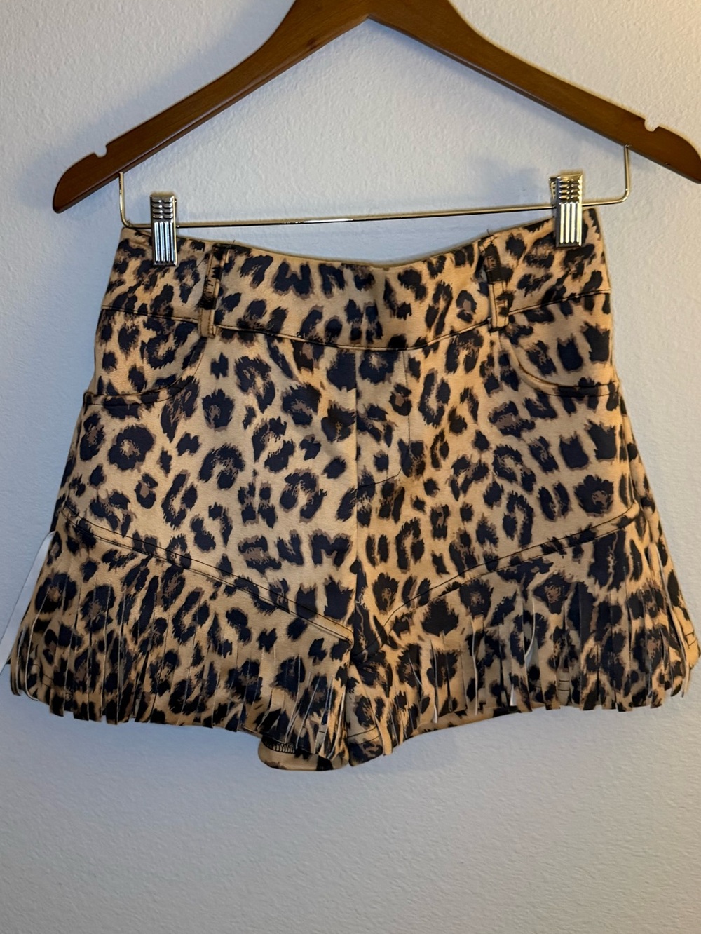 Crazy Train Leopard Print Ruffle Hem Shorts - Tan & Black